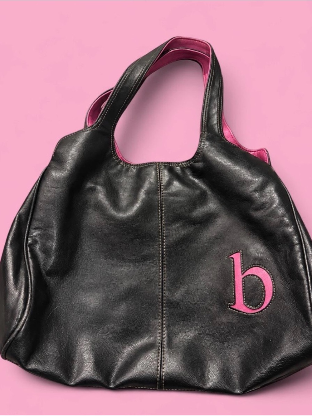 Vintage Liz Claiborne Y2K Black & Pink initial Tote Bag 🖤💗